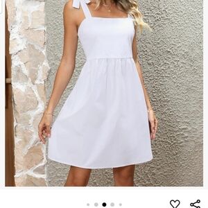 Clarisbell Strap Dress Womens‎ Small White Cotton Blend Beach Casual Pockets EUC